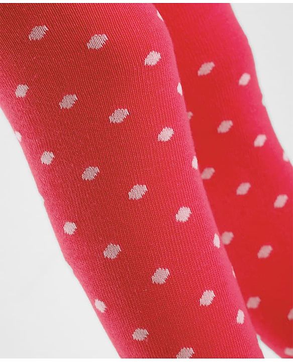 Cute Walk By Babyhug Non Terry Knit Anti-Bacterial Tights With Polka Dot Design - Maroon