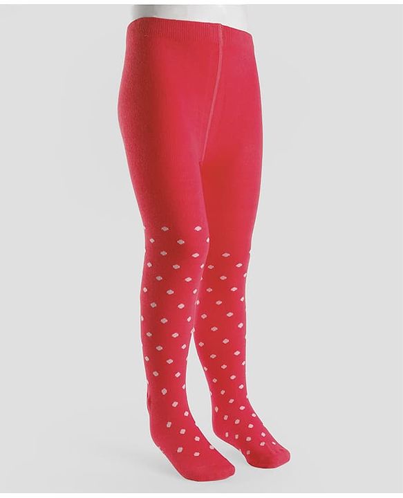 Cute Walk By Babyhug Non Terry Knit Anti-Bacterial Tights With Polka Dot Design - Maroon