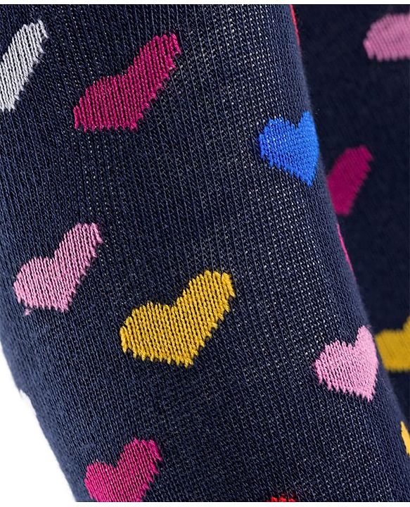 Cutewalk by Babyhug Non Terry Knit Anti-bacterial Tights With Heart Design -Navy Blue
