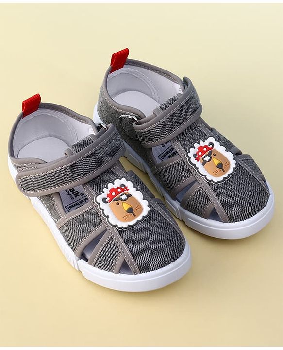 Cute Walk by Babyhug Velcro Closure Sandal With Lion Applique - Blue