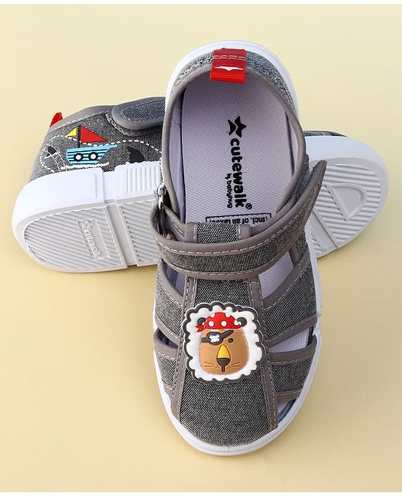 Cute Walk by Babyhug Velcro Closure Sandal With Lion Applique - Blue
