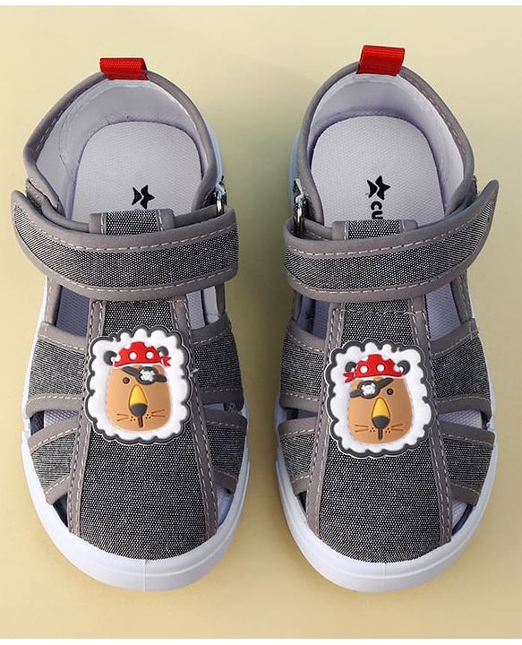 Cute Walk by Babyhug Velcro Closure Sandal With Lion Applique - Blue