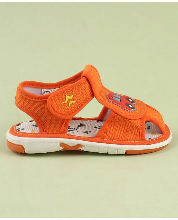 Cute Walk by Babyhug Velcro Closure Printed Musical Sandal With Vehicles & Dino Applique - Olive Green