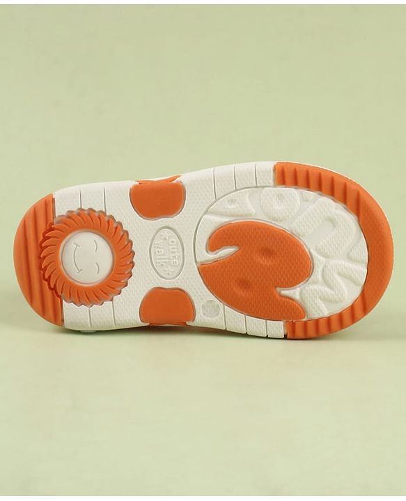 Cute Walk by Babyhug Velcro Closure Printed Musical Sandal With Vehicles & Dino Applique - Olive Green