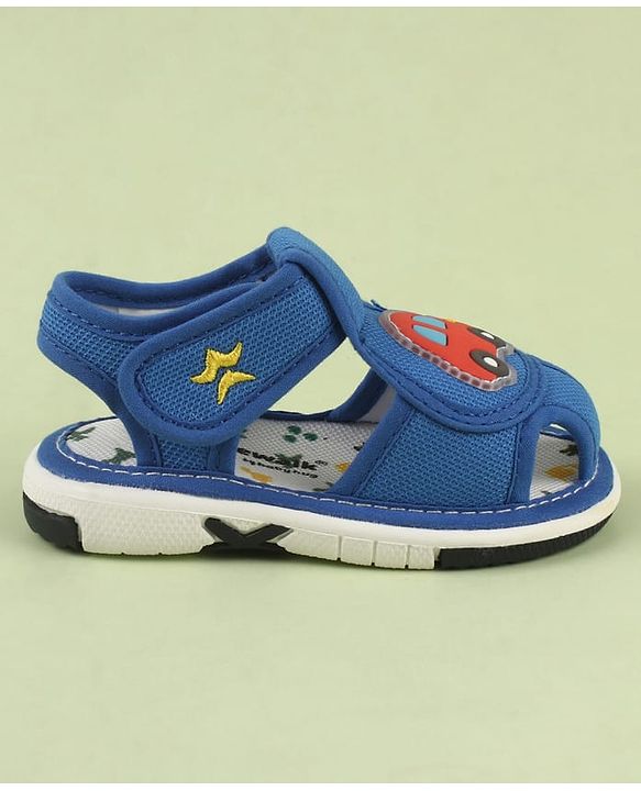 Cute Walk by Babyhug Velcro Closure Printed Musical Sandal With Vehicles & Dino Applique - Olive Green