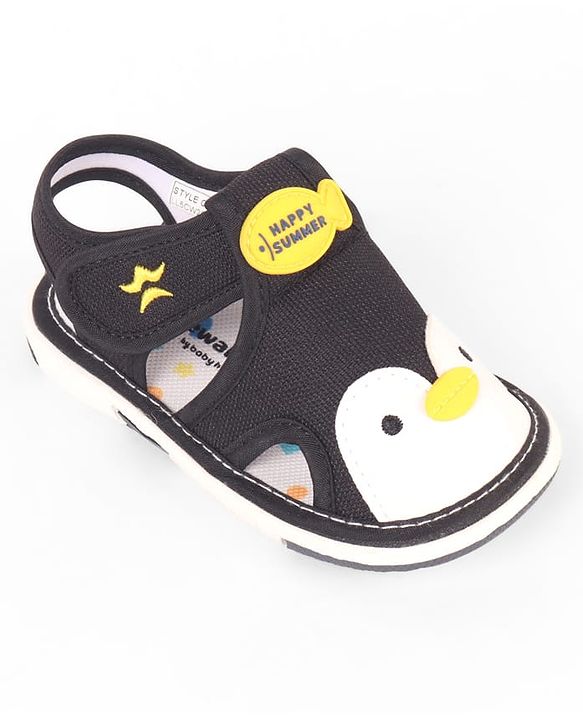 Cute Walk by Babyhug Velcro Closure Musical Sandal With Animal Design - Black