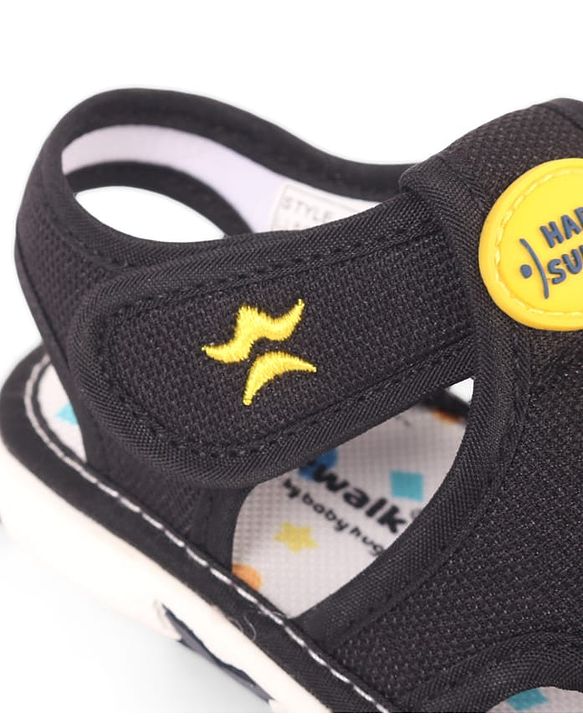 Cute Walk by Babyhug Velcro Closure Musical Sandal With Animal Design - Black