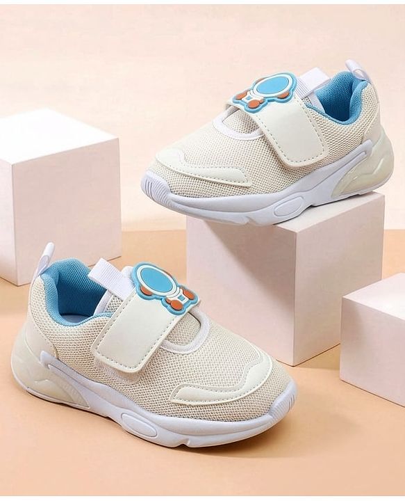 Cute Walk by Babyhug Velcro Closure Sneaker Shoes With Astronaut Applique - White