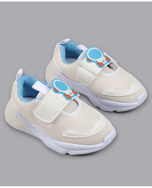 Cute Walk by Babyhug Velcro Closure Sneaker Shoes With Astronaut Applique - White
