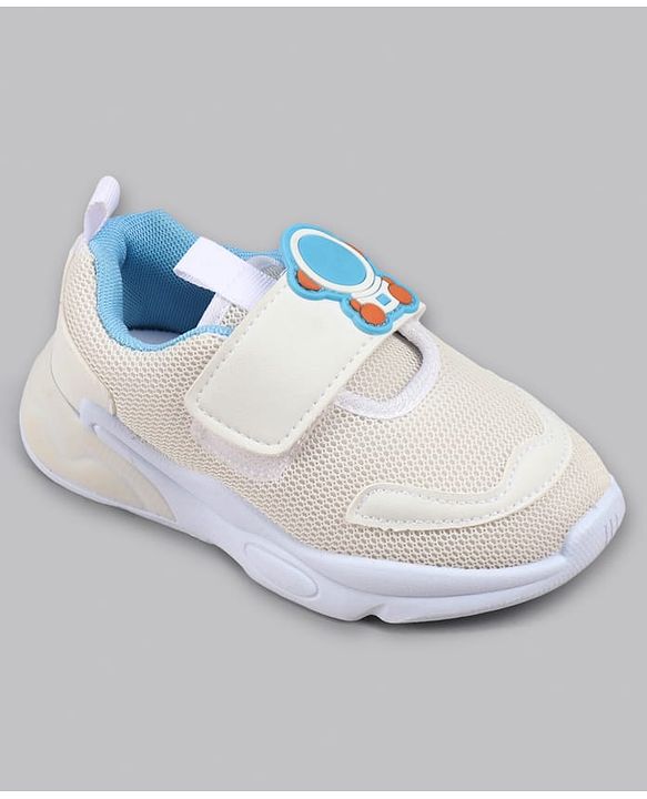 Cute Walk by Babyhug Velcro Closure Sneaker Shoes With Astronaut Applique - White