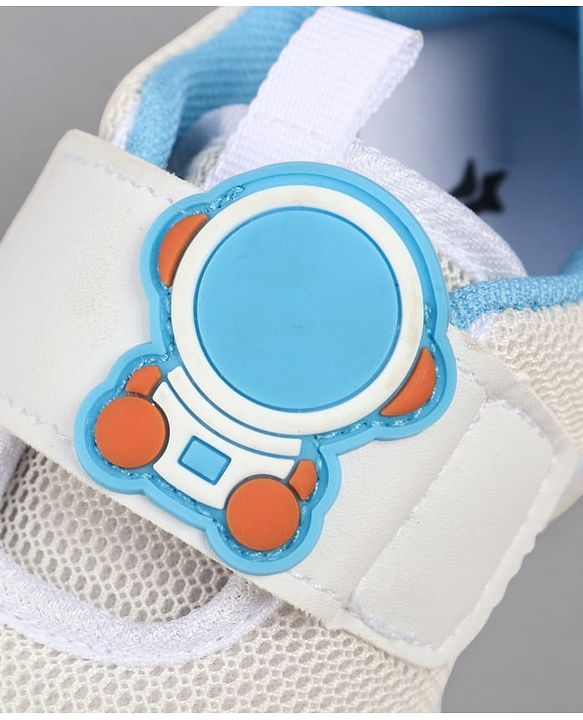 Cute Walk by Babyhug Velcro Closure Sneaker Shoes With Astronaut Applique - White