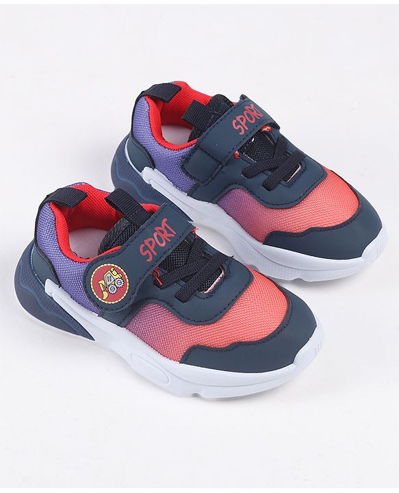 Cute Walk by Babyhug Velcro Closure Sneaker Shoes With Sports Text Print - Navy Blue
