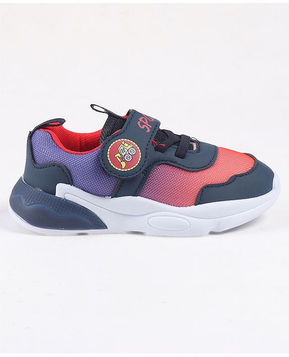 Cute Walk by Babyhug Velcro Closure Sneaker Shoes With Sports Text Print - Navy Blue