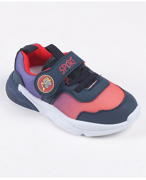 Cute Walk by Babyhug Velcro Closure Sneaker Shoes With Sports Text Print - Navy Blue