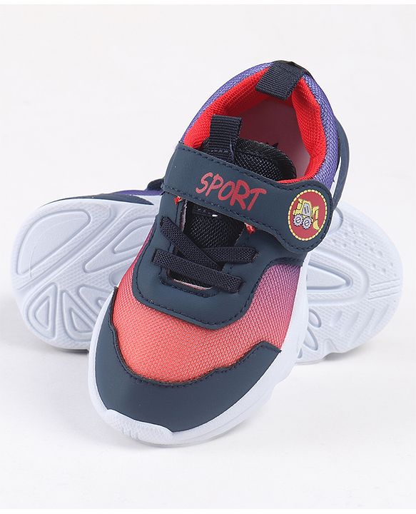 Cute Walk by Babyhug Velcro Closure Sneaker Shoes With Sports Text Print - Navy Blue