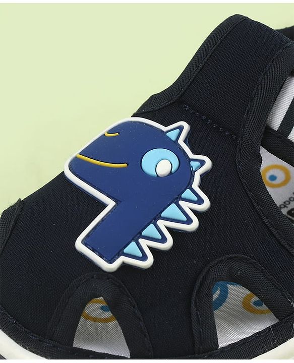 Cute Walk by Babyhug Velcro Closure Sandals With Dino Applique - Navy Blue