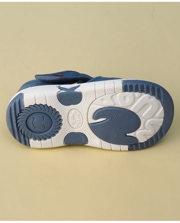 Cute Walk by Babyhug Velcro Closure Musical Sandal With Star  Print & Aeroplane Applique - Blue