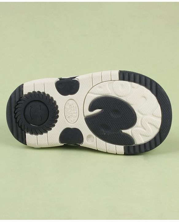 Cute Walk by Babyhug Velcro Closure Musical Sandal With Star  Print & Aeroplane Applique - Blue