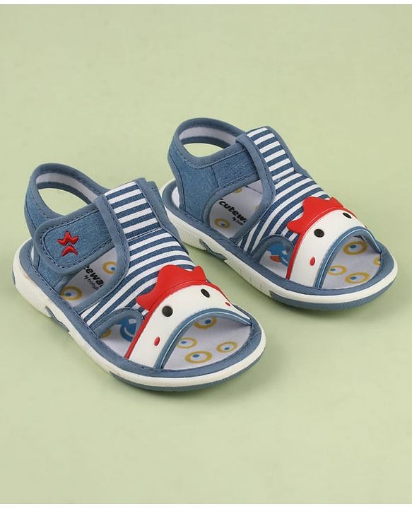 Cute Walk by Babyhug Velcro Closure Musical Sandal With Stripes - Blue
