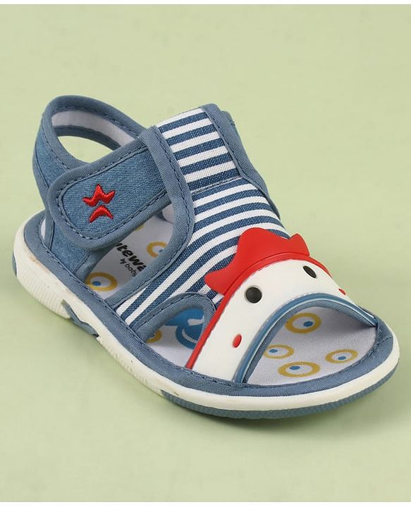 Cute Walk by Babyhug Velcro Closure Musical Sandal With Stripes - Blue