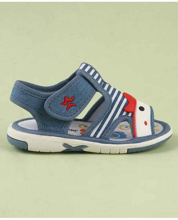 Cute Walk by Babyhug Velcro Closure Musical Sandal With Stripes - Blue