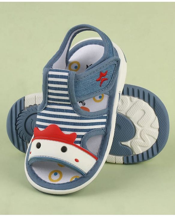 Cute Walk by Babyhug Velcro Closure Musical Sandal With Stripes - Blue