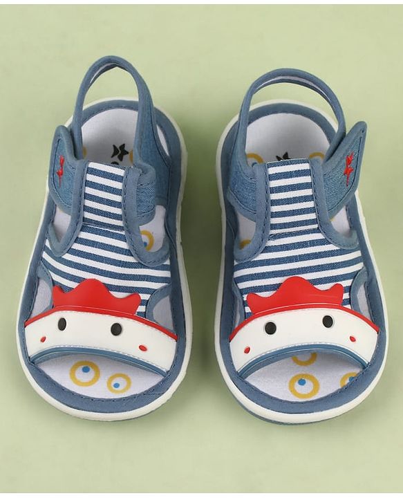 Cute Walk by Babyhug Velcro Closure Musical Sandal With Stripes - Blue