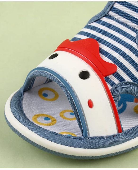 Cute Walk by Babyhug Velcro Closure Musical Sandal With Stripes - Blue