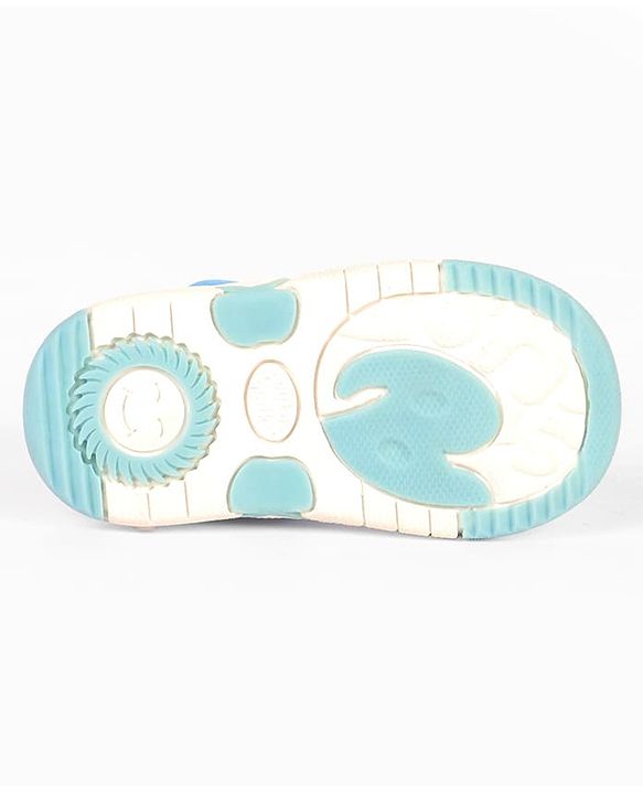 Cute Walk by Babyhug Velcro Closure Musical Sandal With Butterfly Applique - Blue