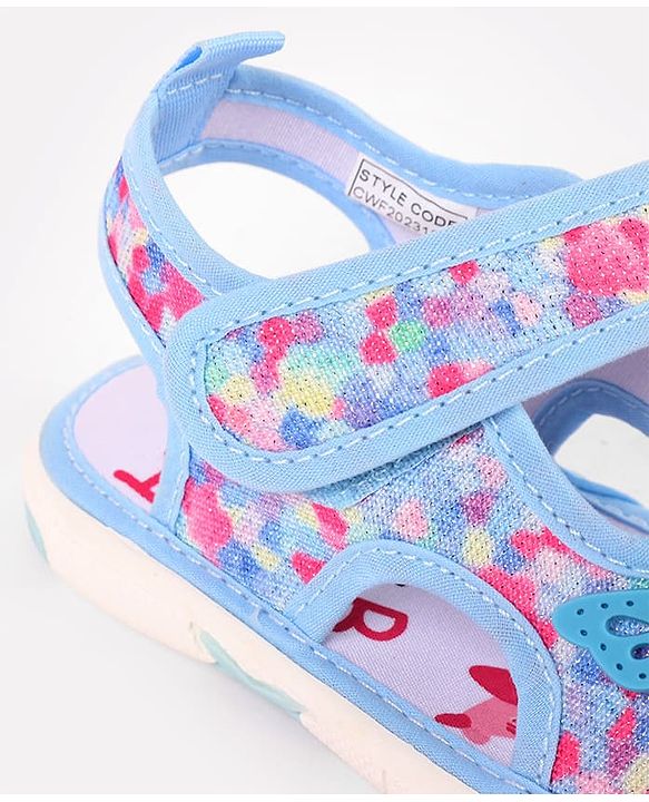 Cute Walk by Babyhug Velcro Closure Musical Sandal With Butterfly Applique - Blue