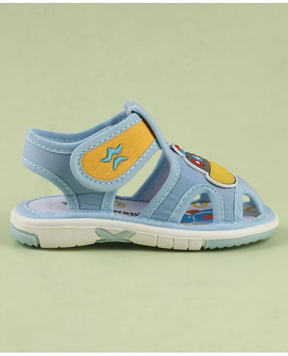 Cute Walk by Babyhug Velcro Closure Musical Sandal With Nautical Theme Applique - Light Blue