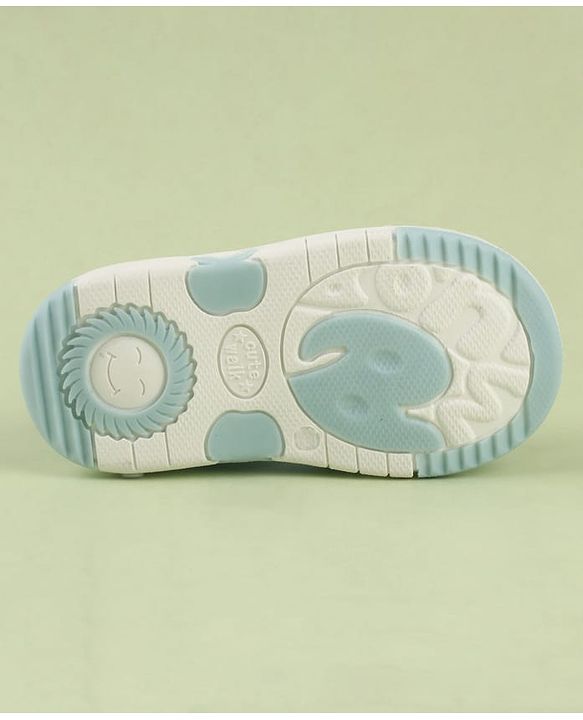 Cute Walk by Babyhug Velcro Closure Musical Sandal With Floral Applique - Light Blue