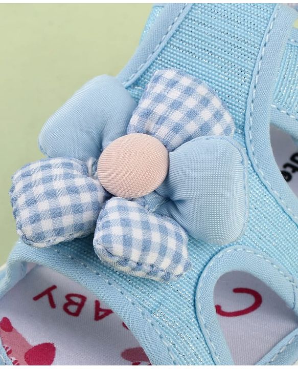 Cute Walk by Babyhug Velcro Closure Musical Sandal With Floral Applique - Light Blue