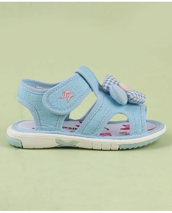 Cute Walk by Babyhug Velcro Closure Musical Sandal With Floral Applique - Light Blue