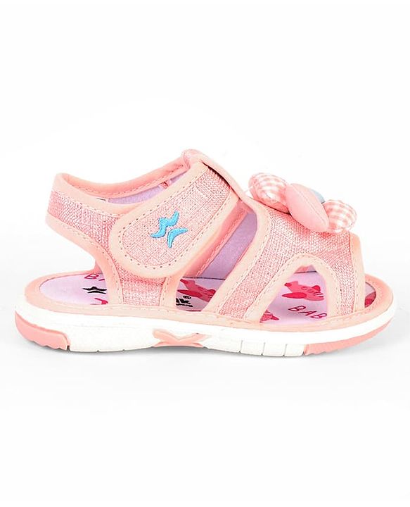 Cute Walk by Babyhug Velcro Closure Musical Sandal With Floral Applique - Light Blue