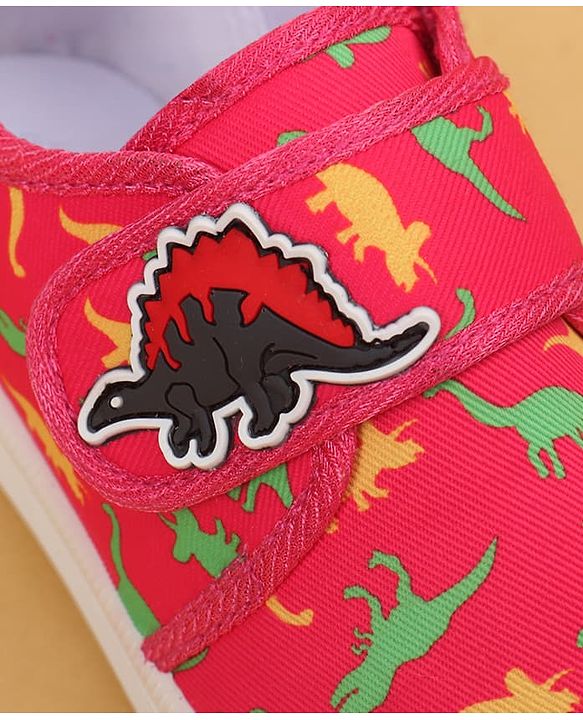 Cute Walk by Babyhug Velcro Closure Dino Printed Casual Shoes - Dark Pink