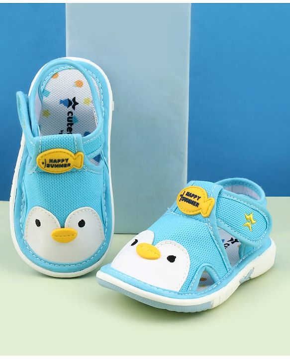 Cute Walk by Babyhug Velcro Closure Musical Sandal With Animal Design - Black