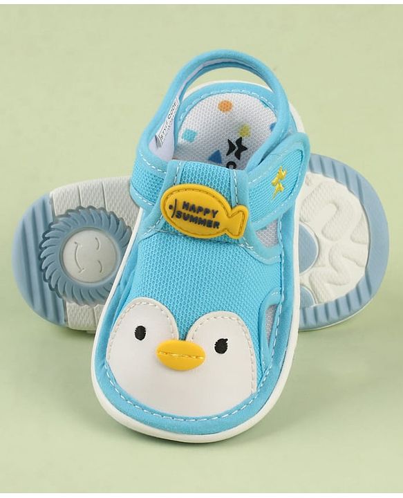 Cute Walk by Babyhug Velcro Closure Musical Sandal With Animal Design - Black