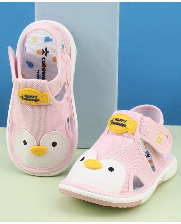 Cute Walk by Babyhug Velcro Closure Musical Sandal With Animal Design - Black