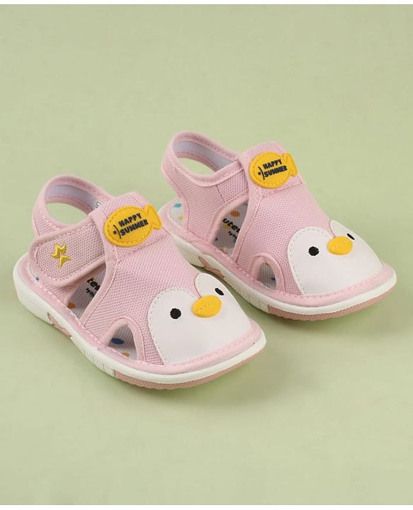 Cute Walk by Babyhug Velcro Closure Musical Sandal With Animal Design - Black