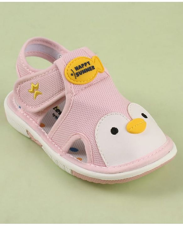 Cute Walk by Babyhug Velcro Closure Musical Sandal With Animal Design - Black