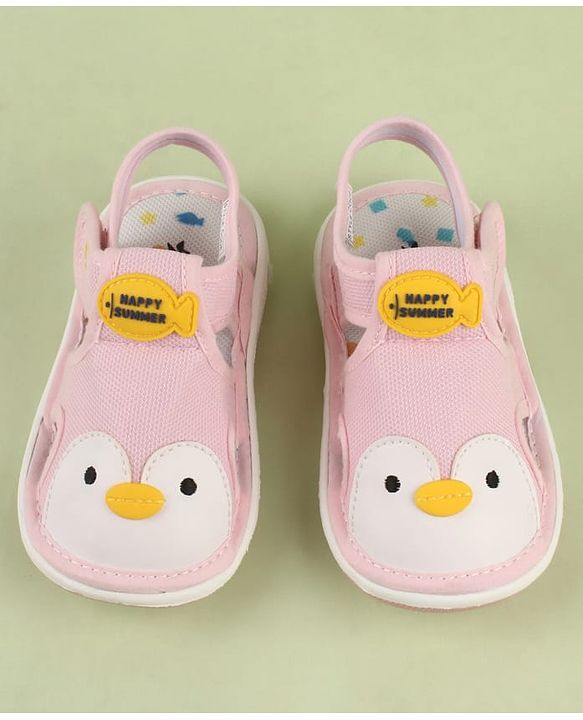 Cute Walk by Babyhug Velcro Closure Musical Sandal With Animal Design - Black