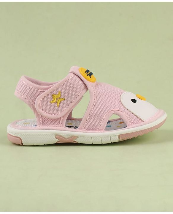 Cute Walk by Babyhug Velcro Closure Musical Sandal With Animal Design - Black