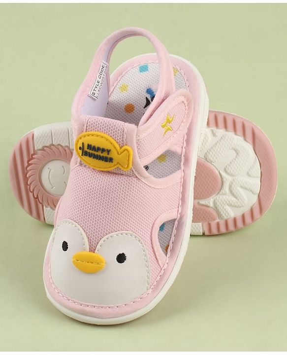 Cute Walk by Babyhug Velcro Closure Musical Sandal With Animal Design - Black