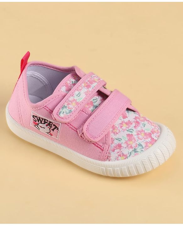Cute Walk by Babyhug Velcro Closure Floral Printed Casual Shoes - Pink