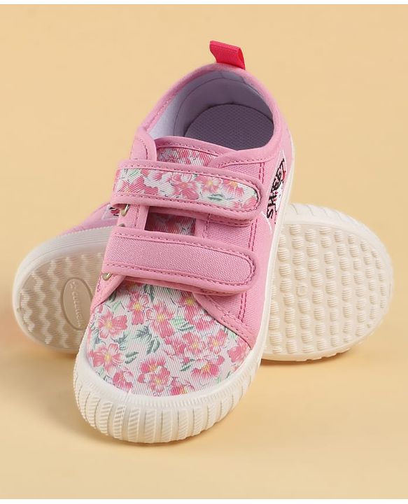 Cute Walk by Babyhug Velcro Closure Floral Printed Casual Shoes - Pink