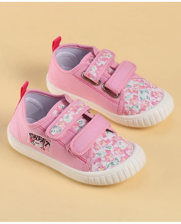 Cute Walk by Babyhug Velcro Closure Floral Printed Casual Shoes - Pink