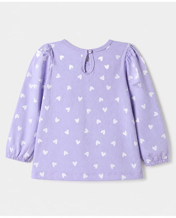 Babyhug Cotton Knit Full Sleeves T-Shirts with Daddy's Girl Heart Print & Bow Applique Pack of 3 - Pink, Lavender & White