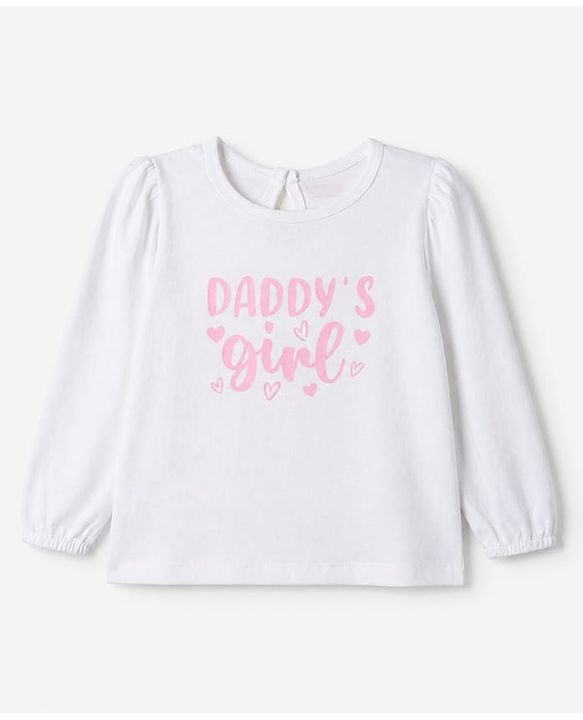 Babyhug Cotton Knit Full Sleeves T-Shirts with Daddy's Girl Heart Print & Bow Applique Pack of 3 - Pink, Lavender & White