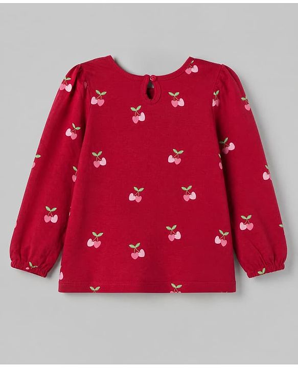 Babyhug 100% Cotton Knit T-Shirt with Full Sleeves and Cherries Print Pack of 5 in Yellow Pink Maroon